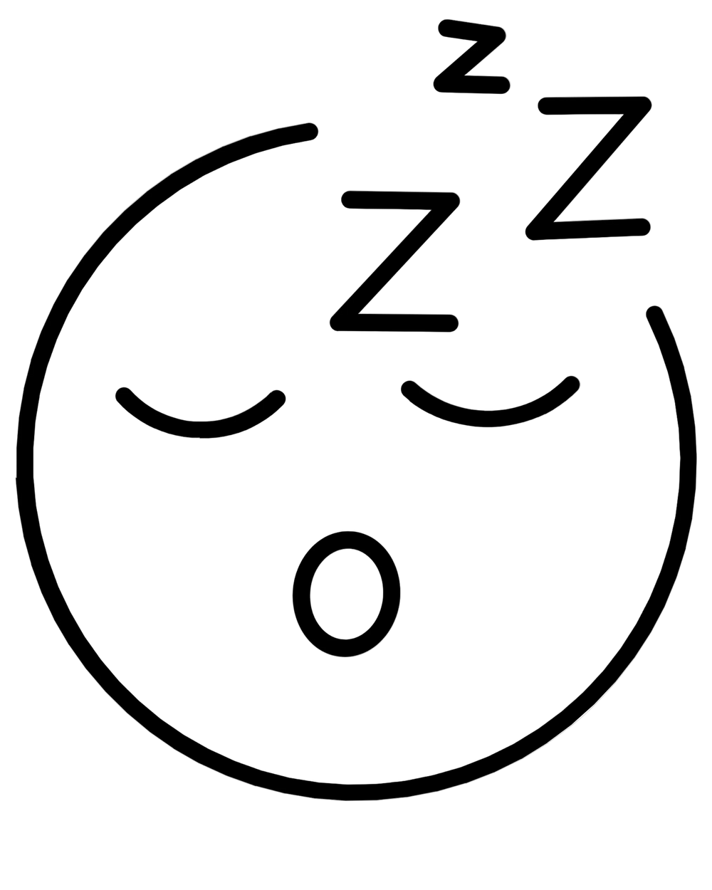 Sleepy face icon with 'Zzz' text inside a circle on a white background